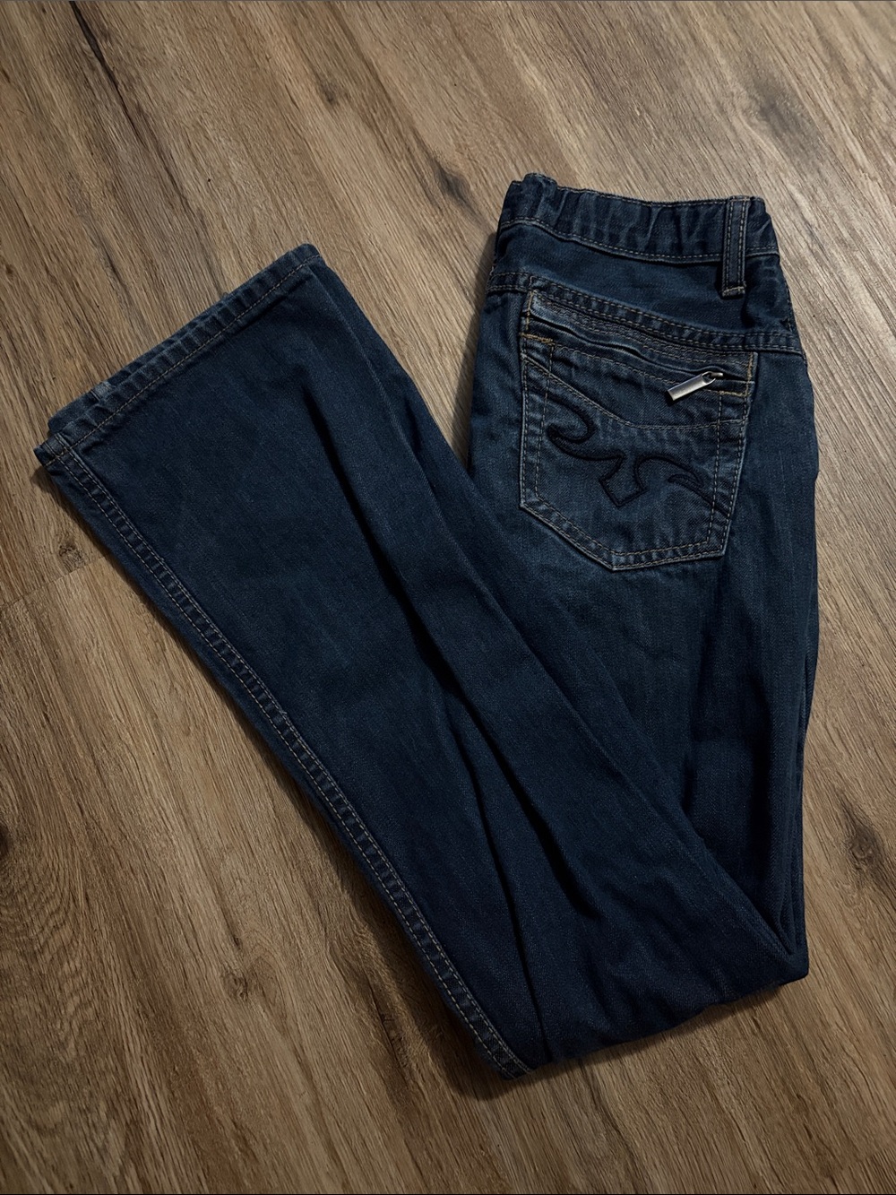 Route 66  - Dark Indigo Jeans with Branded Button & Design on Pockets - Size 14